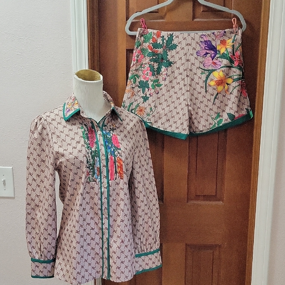 Eterna Beige and Brown Floral Patterned Set